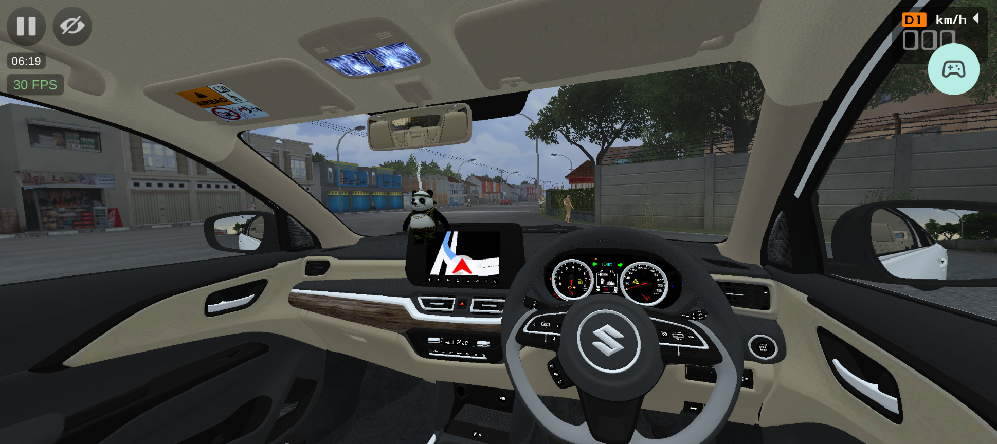 Interior dashboard view of Suzuki Swift Dzire 2024 car mod
