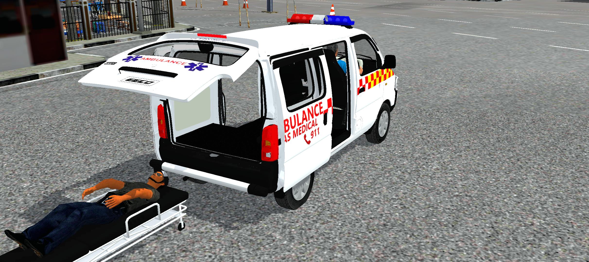Suzuki Eeco Ambulance rear hatch and stretcher view