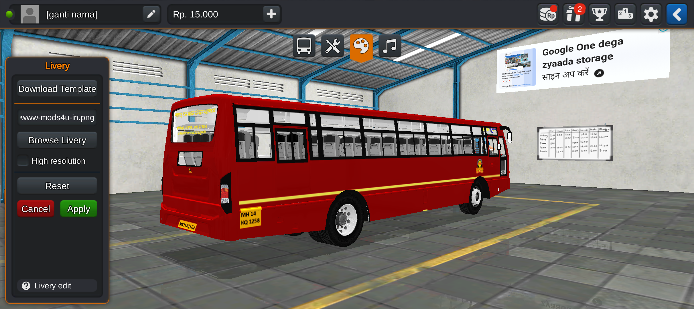 MSRTC BS6 livery editor preview